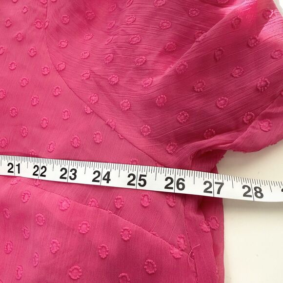 Torrid Womens Pink V-Neck Tassel Swiss Dot Sheer Peasant Blouse Top Size 3X - Picture 9 of 10